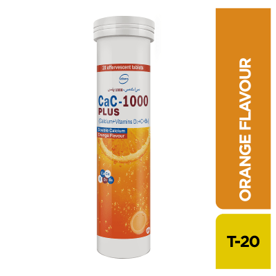 Cac 1000 Plus Orange Flavour Effervescent Tablets 20S